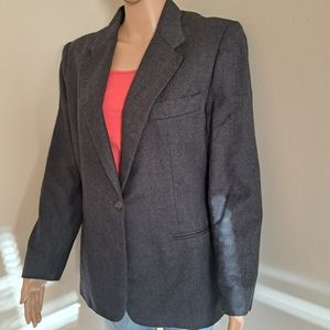 Vtg Clifford & Wills Charcoal Gray 100% Wool Classic One Button Blazer 6